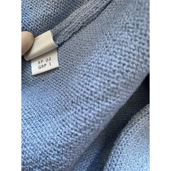 St. John Marie Gray Sweater Santana Knit 14 Blue Layering Wool Blend Duster